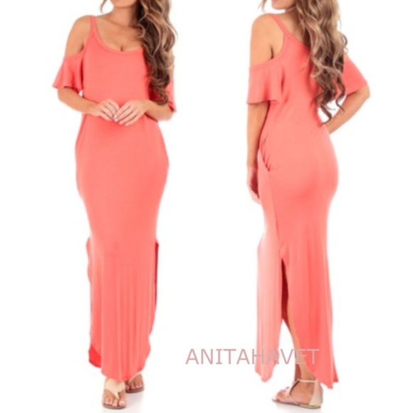 Rags & Couture Cold Shoulder Dress with Pockets - Picture 1 of 4